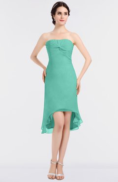 ColsBM Bryleigh Mint Green Elegant Sheath Strapless Zip up Mini Ruching Bridesmaid Dresses