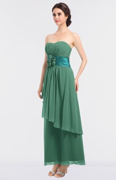 ColsBM Johanna Beryl Green Elegant A-line Sleeveless Zip up Ankle Length Ruching Bridesmaid Dresses