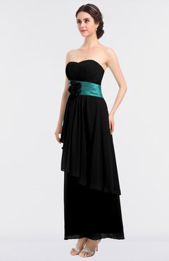 ColsBM Johanna Black Elegant A-line Sleeveless Zip up Ankle Length Ruching Bridesmaid Dresses
