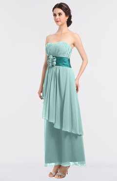 ColsBM Johanna Blue Glass Elegant A-line Sleeveless Zip up Ankle Length Ruching Bridesmaid Dresses