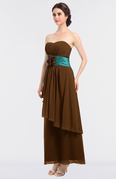 ColsBM Johanna Brown Elegant A-line Sleeveless Zip up Ankle Length Ruching Bridesmaid Dresses