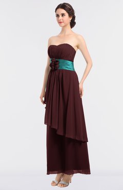ColsBM Johanna Burgundy Elegant A-line Sleeveless Zip up Ankle Length Ruching Bridesmaid Dresses