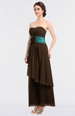 ColsBM Johanna Chocolate Brown Elegant A-line Sleeveless Zip up Ankle Length Ruching Bridesmaid Dresses