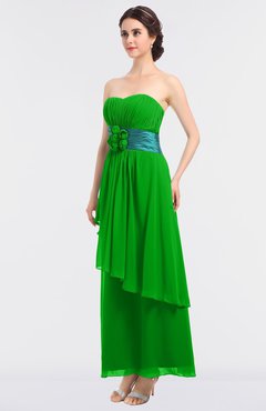ColsBM Johanna Classic Green Elegant A-line Sleeveless Zip up Ankle Length Ruching Bridesmaid Dresses