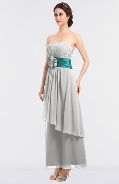 ColsBM Johanna Cloud White Elegant A-line Sleeveless Zip up Ankle Length Ruching Bridesmaid Dresses
