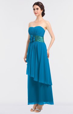 ColsBM Johanna Cornflower Blue Elegant A-line Sleeveless Zip up Ankle Length Ruching Bridesmaid Dresses