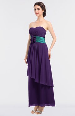 ColsBM Johanna Dark Purple Elegant A-line Sleeveless Zip up Ankle Length Ruching Bridesmaid Dresses