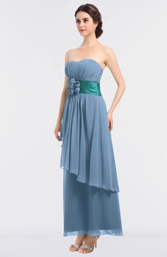 ColsBM Johanna Dusty Blue Elegant A-line Sleeveless Zip up Ankle Length Ruching Bridesmaid Dresses