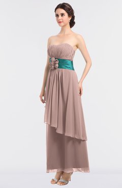ColsBM Johanna Dusty Rose Elegant A-line Sleeveless Zip up Ankle Length Ruching Bridesmaid Dresses