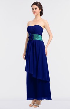 ColsBM Johanna Electric Blue Elegant A-line Sleeveless Zip up Ankle Length Ruching Bridesmaid Dresses