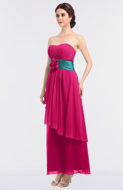 ColsBM Johanna Fandango Pink Elegant A-line Sleeveless Zip up Ankle Length Ruching Bridesmaid Dresses