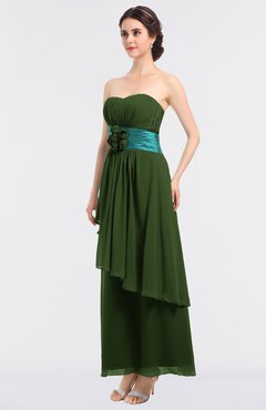 ColsBM Johanna Garden Green Elegant A-line Sleeveless Zip up Ankle Length Ruching Bridesmaid Dresses
