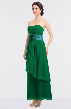 ColsBM Johanna Green Elegant A-line Sleeveless Zip up Ankle Length Ruching Bridesmaid Dresses