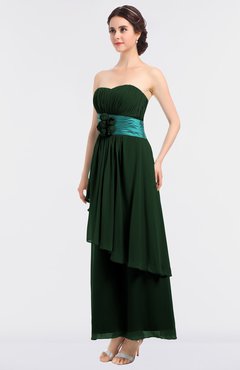 ColsBM Johanna Hunter Green Elegant A-line Sleeveless Zip up Ankle Length Ruching Bridesmaid Dresses