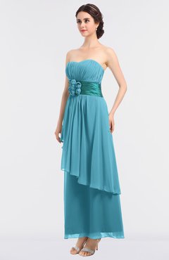 ColsBM Johanna Light Blue Elegant A-line Sleeveless Zip up Ankle Length Ruching Bridesmaid Dresses