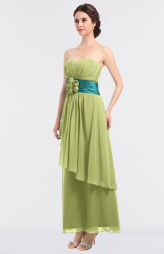 ColsBM Johanna Lime Green Elegant A-line Sleeveless Zip up Ankle Length Ruching Bridesmaid Dresses