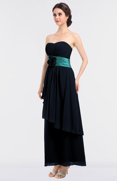 ColsBM Johanna Navy Blue Elegant A-line Sleeveless Zip up Ankle Length Ruching Bridesmaid Dresses