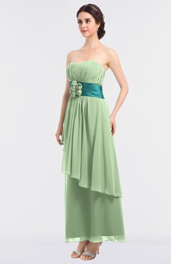 ColsBM Johanna Pale Green Elegant A-line Sleeveless Zip up Ankle Length Ruching Bridesmaid Dresses