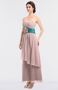 ColsBM Johanna Pastel Pink Elegant A-line Sleeveless Zip up Ankle Length Ruching Bridesmaid Dresses
