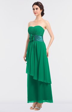 ColsBM Johanna Pepper Green Elegant A-line Sleeveless Zip up Ankle Length Ruching Bridesmaid Dresses