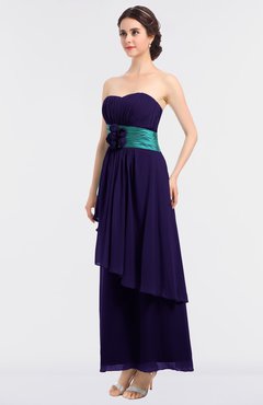 ColsBM Johanna Royal Purple Elegant A-line Sleeveless Zip up Ankle Length Ruching Bridesmaid Dresses
