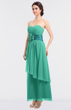 ColsBM Johanna Seafoam Green Elegant A-line Sleeveless Zip up Ankle Length Ruching Bridesmaid Dresses