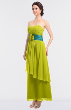ColsBM Johanna Sulphur Spring Elegant A-line Sleeveless Zip up Ankle Length Ruching Bridesmaid Dresses