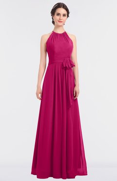 ColsBM Ellie Beetroot Purple Classic Halter Sleeveless Zip up Floor Length Flower Bridesmaid Dresses