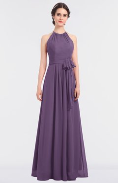 ColsBM Ellie Chinese Violet Classic Halter Sleeveless Zip up Floor Length Flower Bridesmaid Dresses