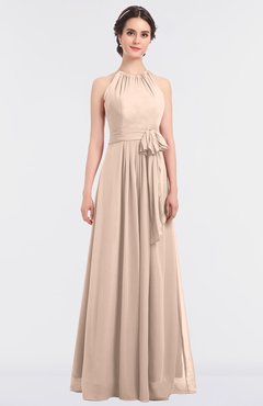 ColsBM Ellie Peach Puree Classic Halter Sleeveless Zip up Floor Length Flower Bridesmaid Dresses