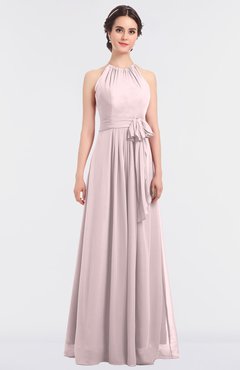ColsBM Ellie Petal Pink Classic Halter Sleeveless Zip up Floor Length Flower Bridesmaid Dresses