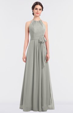 ColsBM Ellie Platinum Classic Halter Sleeveless Zip up Floor Length Flower Bridesmaid Dresses