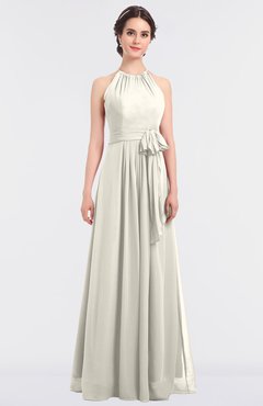 ColsBM Ellie Whisper White Classic Halter Sleeveless Zip up Floor Length Flower Bridesmaid Dresses