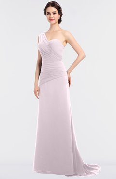 ColsBM Ruby Blush Elegant A-line Asymmetric Neckline Sleeveless Zip up Sweep Train Bridesmaid Dresses