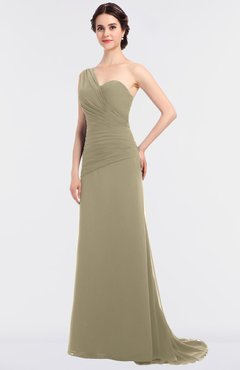 ColsBM Ruby Candied Ginger Elegant A-line Asymmetric Neckline Sleeveless Zip up Sweep Train Bridesmaid Dresses