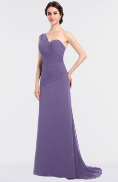 ColsBM Ruby Chalk Violet Elegant A-line Asymmetric Neckline Sleeveless Zip up Sweep Train Bridesmaid Dresses