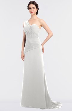 ColsBM Ruby Cloud White Elegant A-line Asymmetric Neckline Sleeveless Zip up Sweep Train Bridesmaid Dresses