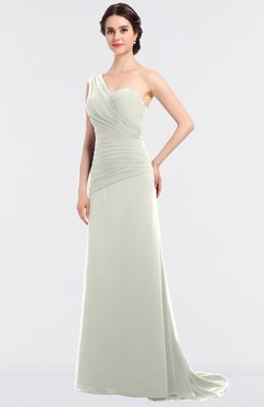 ColsBM Ruby Cream Elegant A-line Asymmetric Neckline Sleeveless Zip up Sweep Train Bridesmaid Dresses