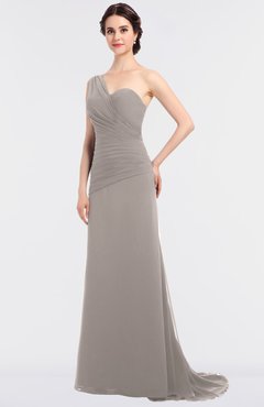 ColsBM Ruby Mushroom Elegant A-line Asymmetric Neckline Sleeveless Zip up Sweep Train Bridesmaid Dresses
