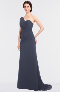 ColsBM Ruby Nightshadow Blue Elegant A-line Asymmetric Neckline Sleeveless Zip up Sweep Train Bridesmaid Dresses