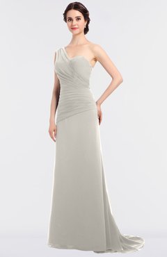 ColsBM Ruby Off White Elegant A-line Asymmetric Neckline Sleeveless Zip up Sweep Train Bridesmaid Dresses