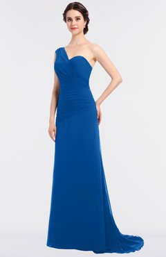 ColsBM Ruby Royal Blue Elegant A-line Asymmetric Neckline Sleeveless Zip up Sweep Train Bridesmaid Dresses