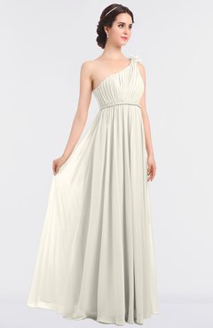 ColsBM Lucy Whisper White Mature Asymmetric Neckline Sleeveless Zip up Floor Length Ruching Bridesmaid Dresses