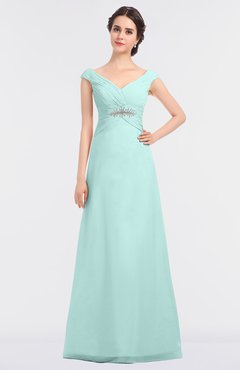 ColsBM Nadia Blue Glass Elegant A-line Short Sleeve Zip up Floor Length Beaded Bridesmaid Dresses