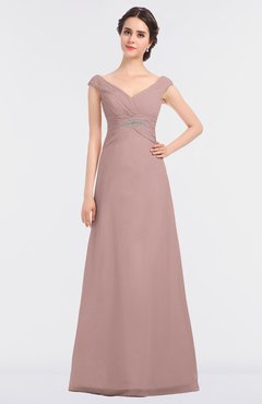 ColsBM Nadia Bridal Rose Elegant A-line Short Sleeve Zip up Floor Length Beaded Bridesmaid Dresses