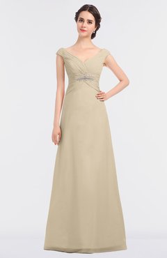 ColsBM Nadia Champagne Elegant A-line Short Sleeve Zip up Floor Length Beaded Bridesmaid Dresses