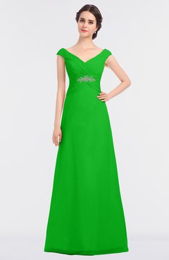 ColsBM Nadia Classic Green Elegant A-line Short Sleeve Zip up Floor Length Beaded Bridesmaid Dresses