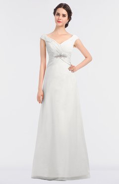 ColsBM Nadia Cloud White Elegant A-line Short Sleeve Zip up Floor Length Beaded Bridesmaid Dresses