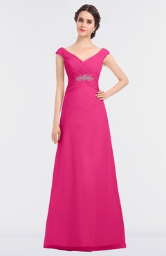 ColsBM Nadia Fandango Pink Elegant A-line Short Sleeve Zip up Floor Length Beaded Bridesmaid Dresses