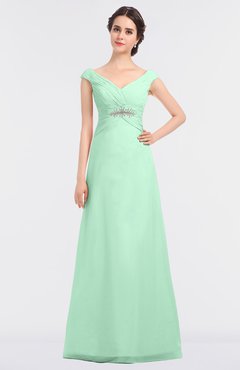 ColsBM Nadia Honeydew Elegant A-line Short Sleeve Zip up Floor Length Beaded Bridesmaid Dresses